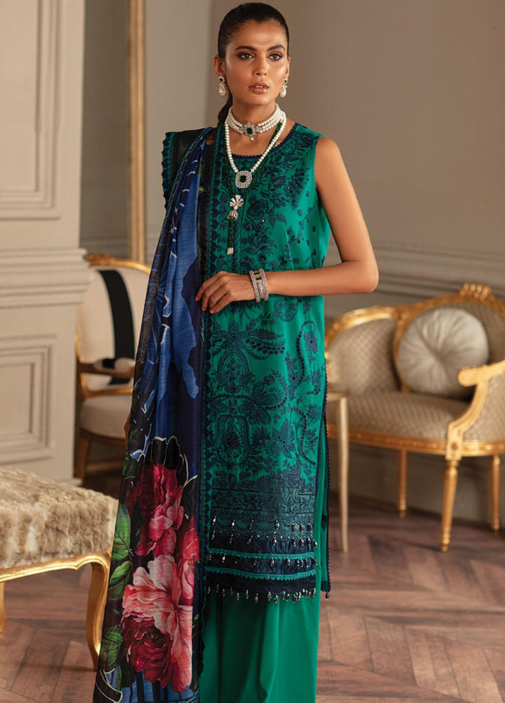 Carnation By Raaya Embroidered Lawn Suits Unstitched 3 Piece RY22C 03 Emerald Queen - Luxury Collection