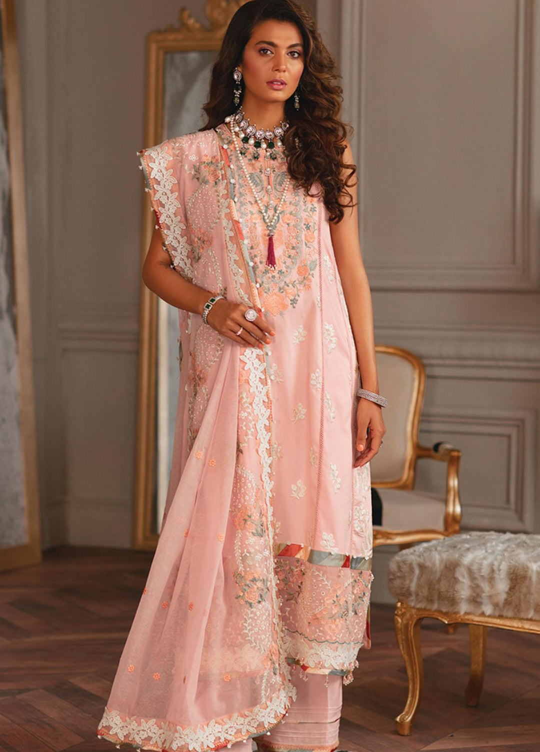 Carnation By Raaya Embroidered Lawn Suits Unstitched 3 Piece RY22C 04 Plush Pink - Luxury Collection