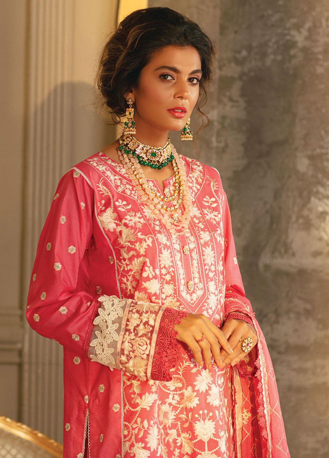 Carnation By Raaya Embroidered Lawn Suits Unstitched 3 Piece RY22C 05 Pretty In Pink - Luxury Collection