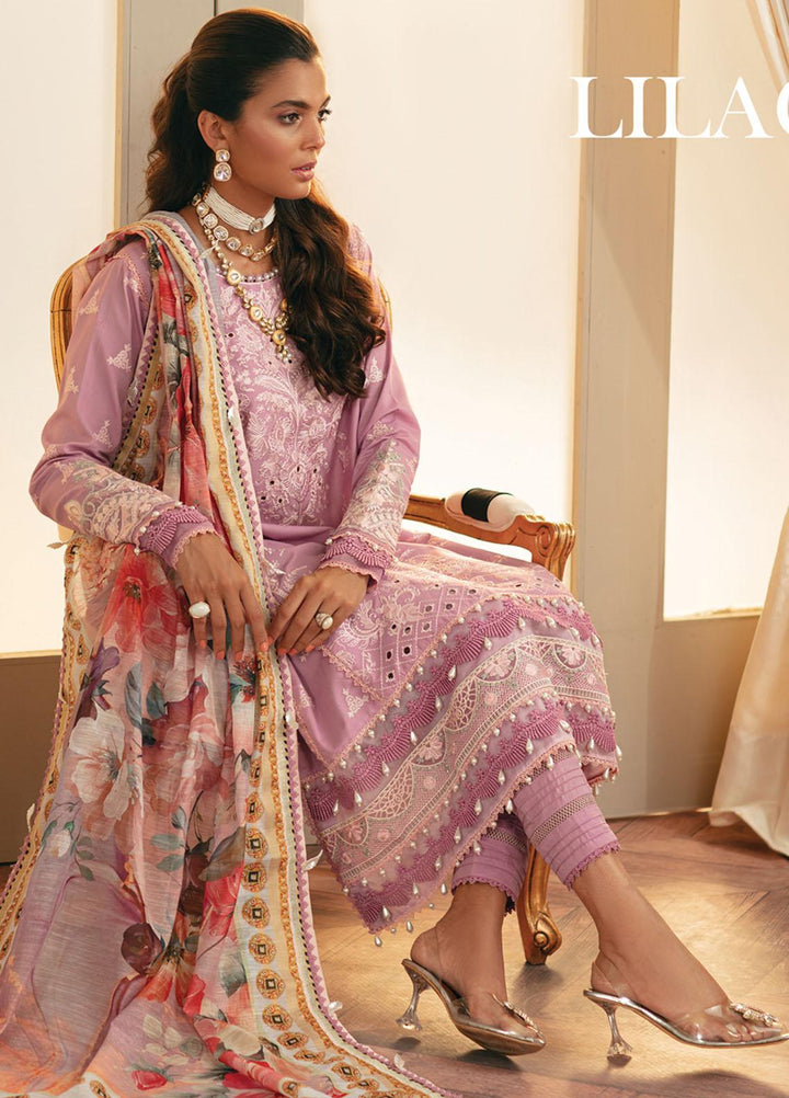 Carnation By Raaya Embroidered Lawn Suits Unstitched 3 Piece RY22C 06 Lilac Bloom - Luxury Collection