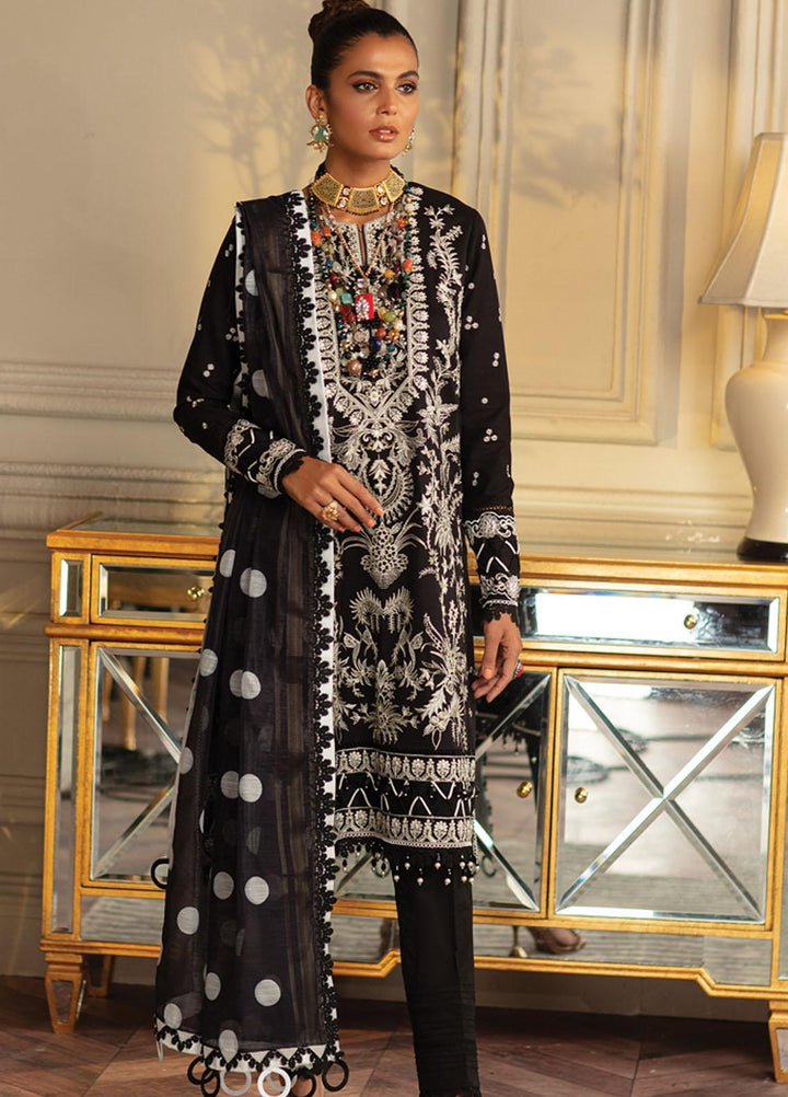 Carnation By Raaya Embroidered Lawn Suits Unstitched 3 Piece RY22C 07 Ebony & Ivory - Luxury Collection