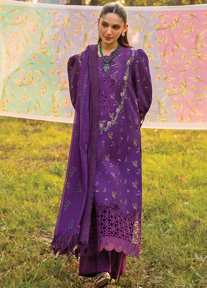 Carnation By Rang Rasiya Embroidered Lawn Suit Unstitched 3 Piece RR24CF D-01 Nora - Summer Collection