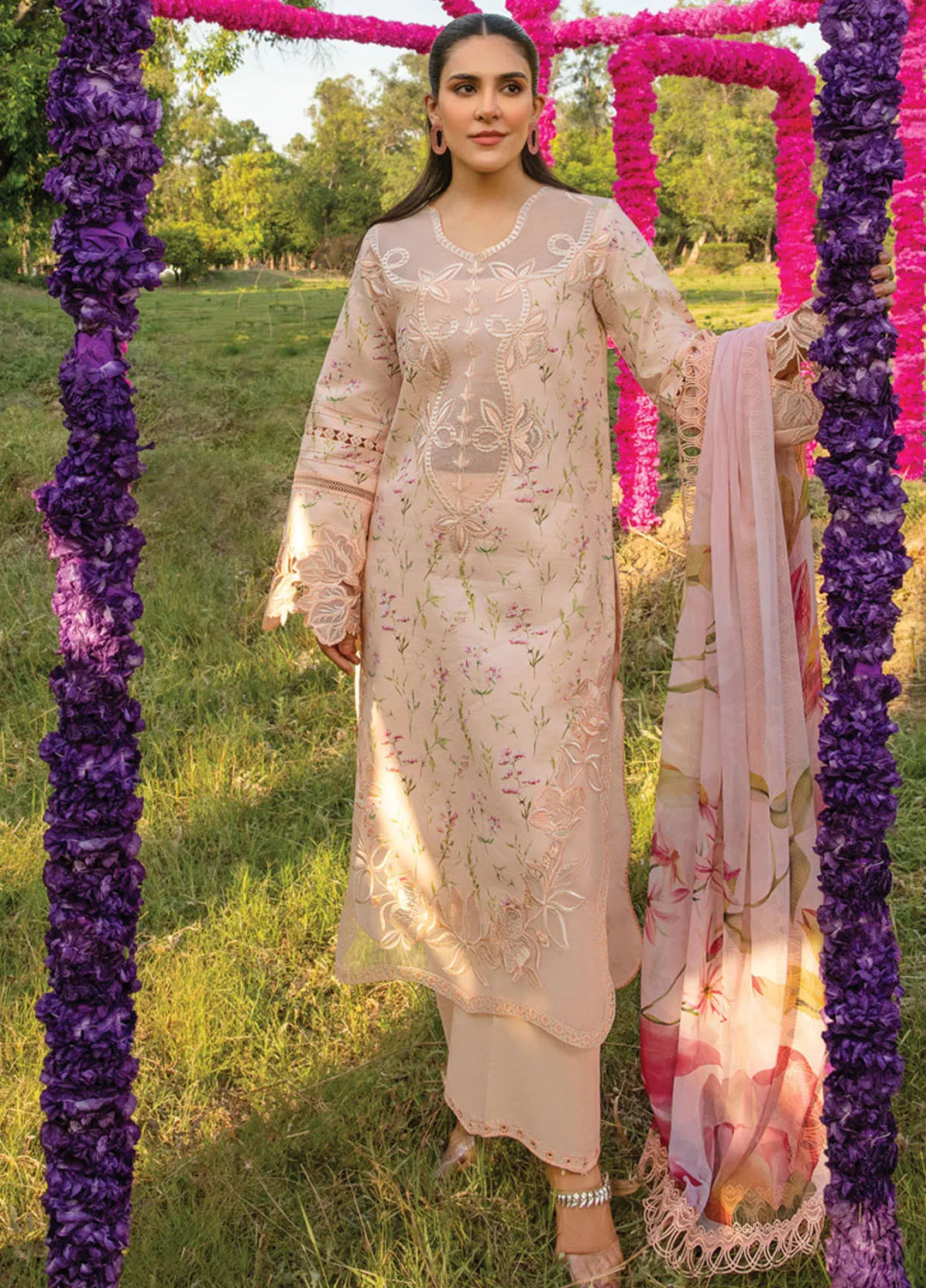 Carnation By Rang Rasiya Embroidered Lawn Suit Unstitched 3 Piece RR24CF D-04 Lily - Summer Collection