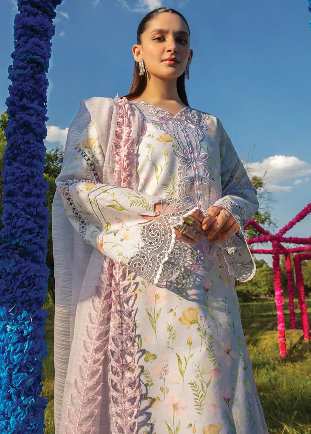 Carnation By Rang Rasiya Embroidered Lawn Suit Unstitched 3 Piece RR24CF D-05 Bella - Summer Collection