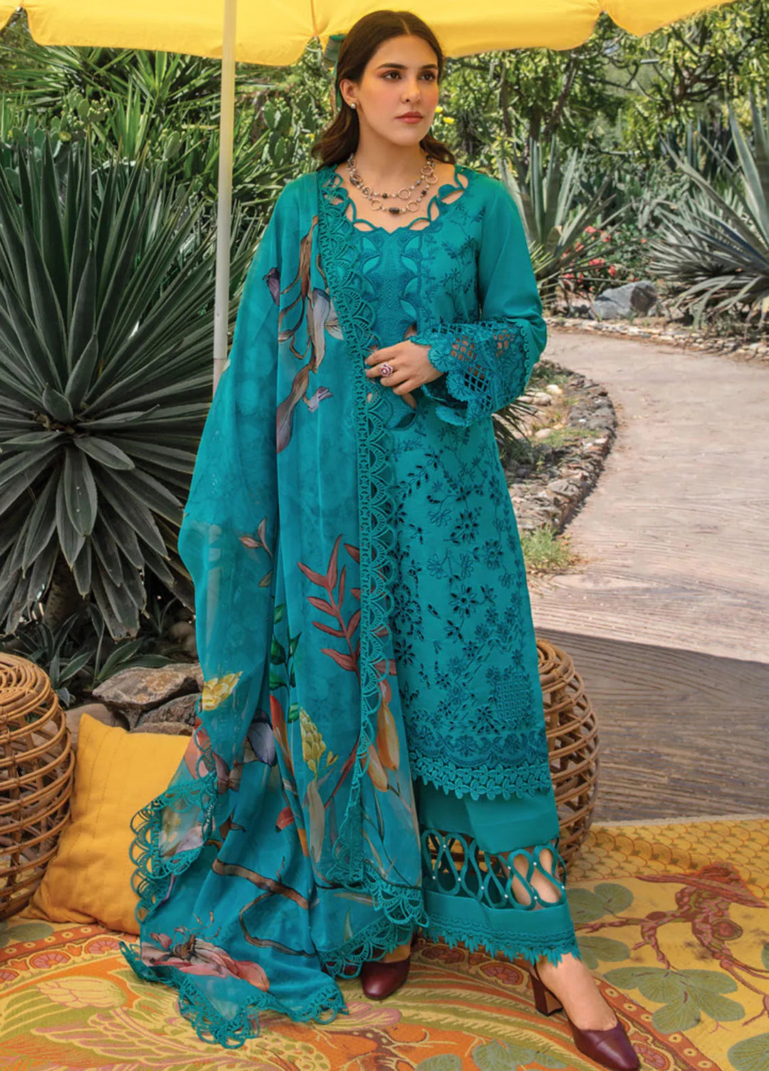 Carnation By Rang Rasiya Embroidered Lawn Suit Unstitched 3 Piece RR24CF D-08 Lara - Summer Collection