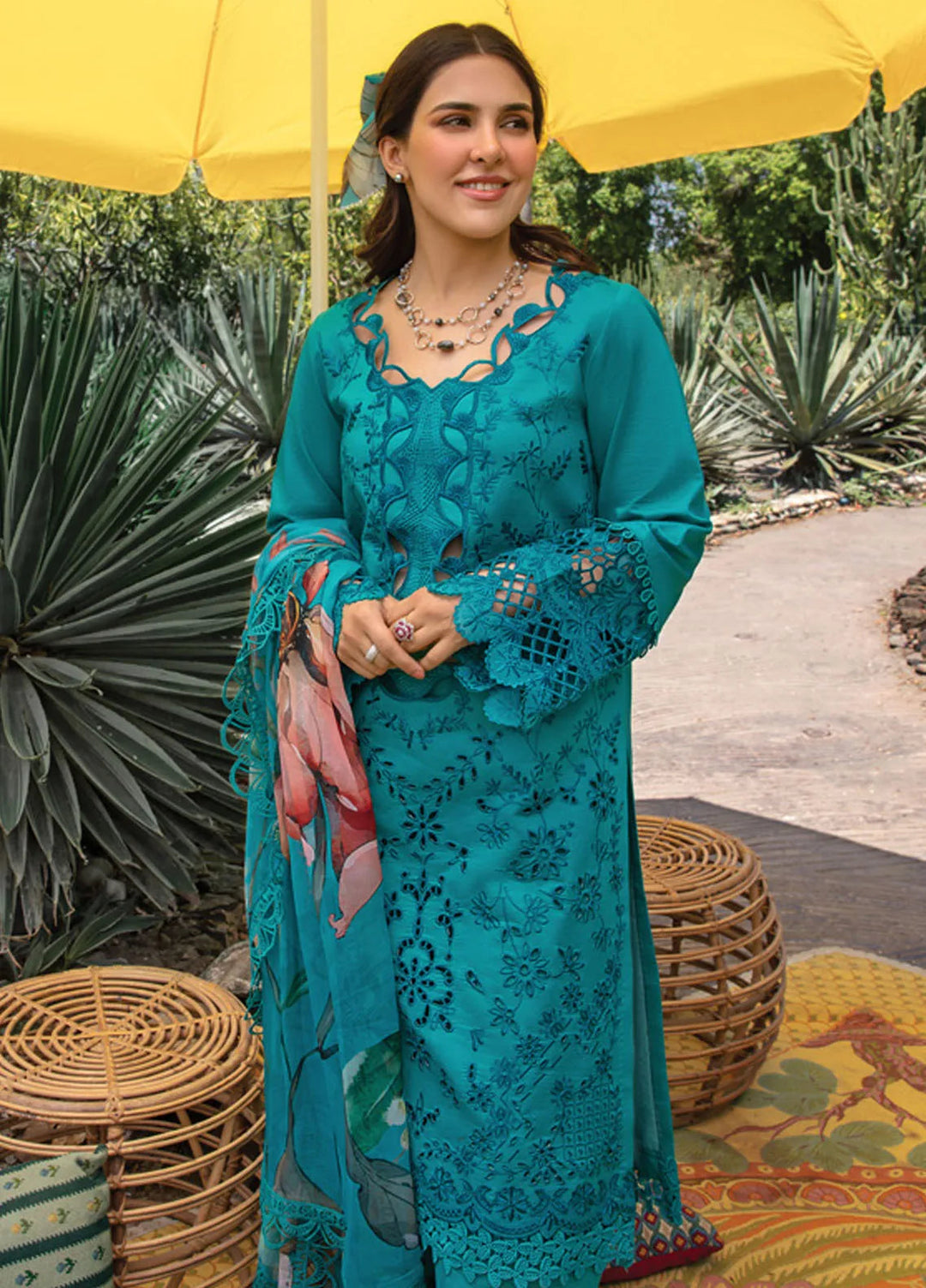 Carnation By Rang Rasiya Embroidered Lawn Suit Unstitched 3 Piece RR24CF D-08 Lara - Summer Collection