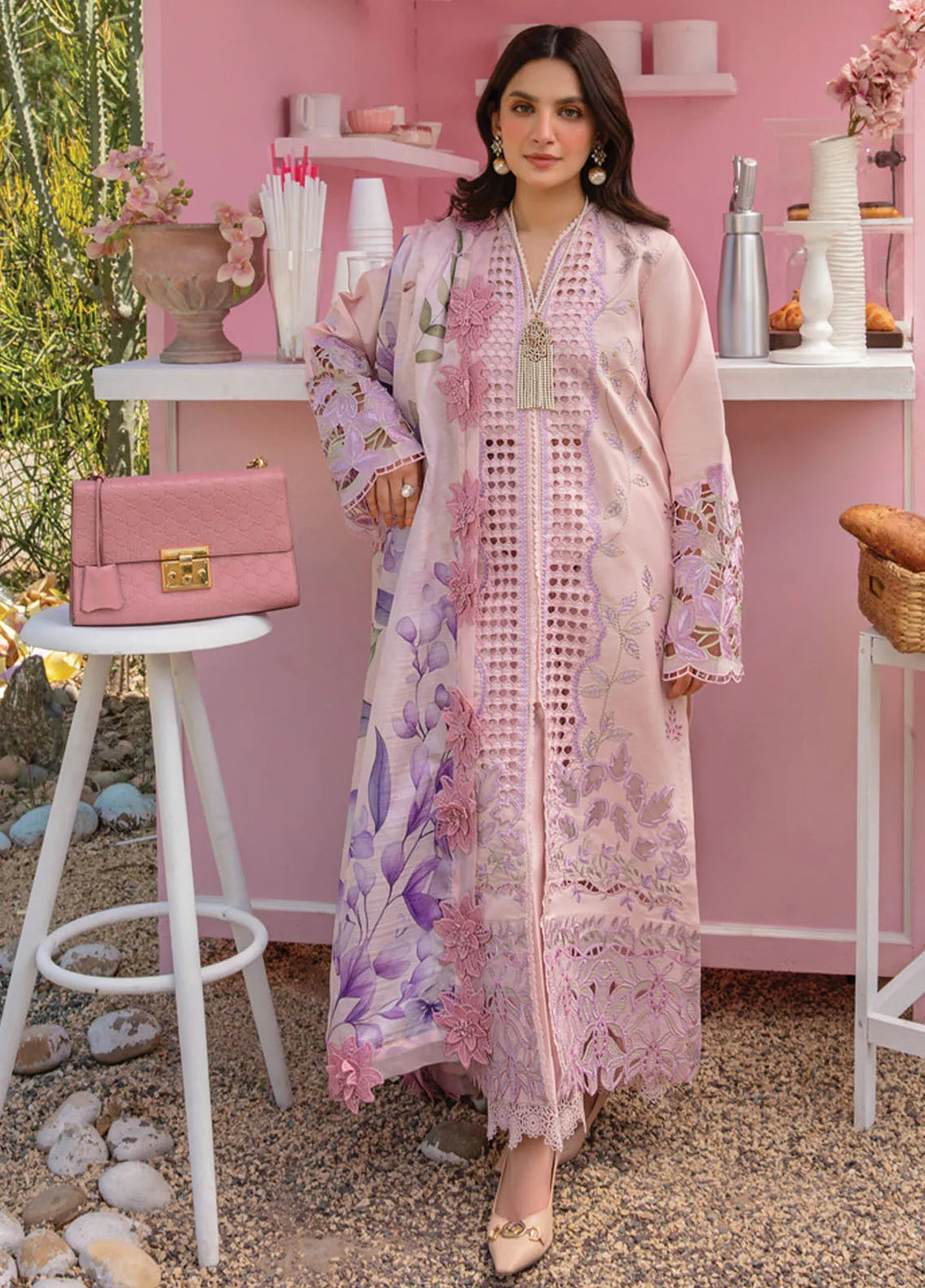 Carnation By Rang Rasiya Embroidered Lawn Suit Unstitched 3 Piece RR24CF D-10 Leah - Summer Collection