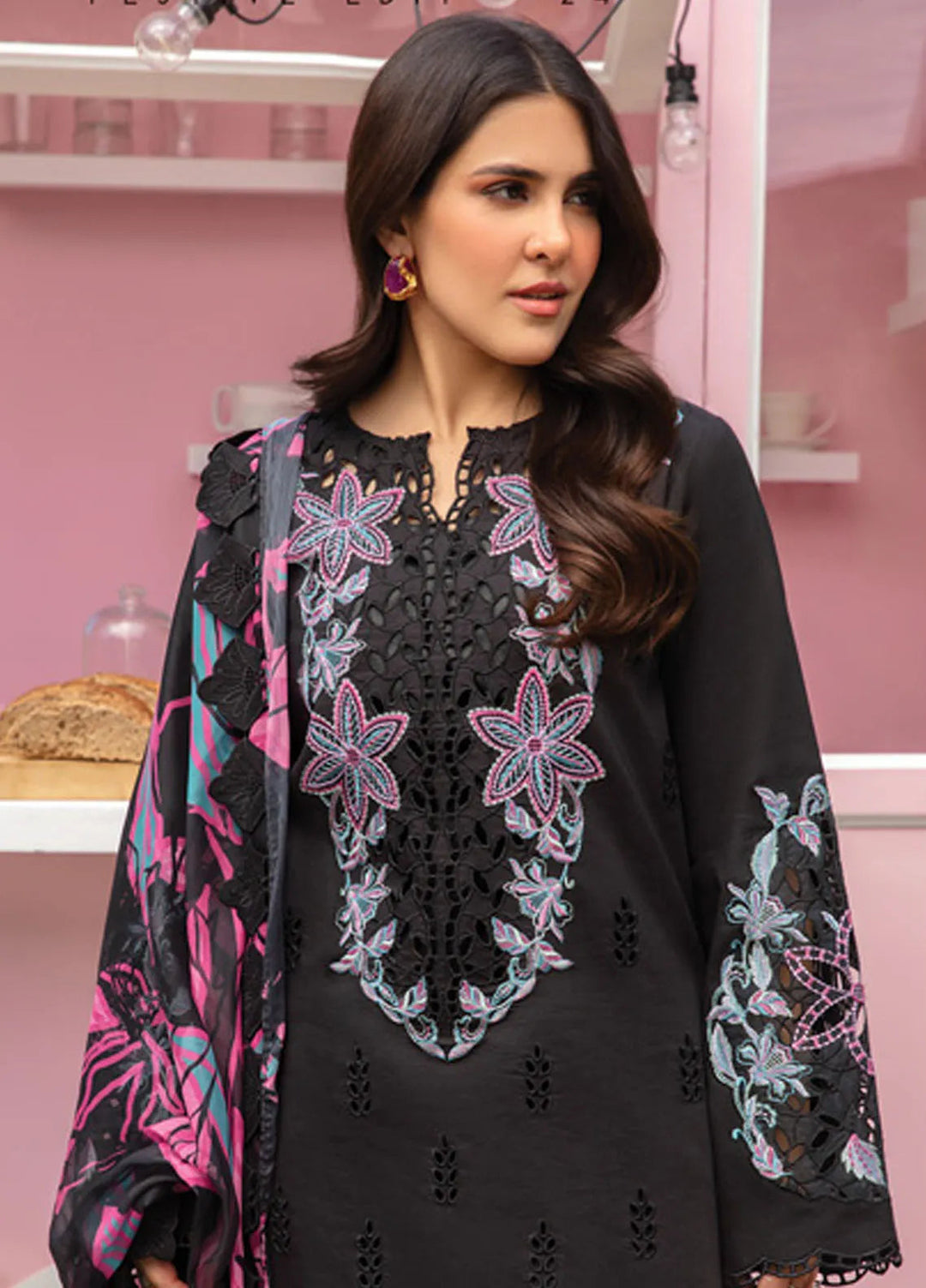 Carnation By Rang Rasiya Embroidered Lawn Suit Unstitched 3 Piece RR24CF D-12 Kaia - Summer Collection