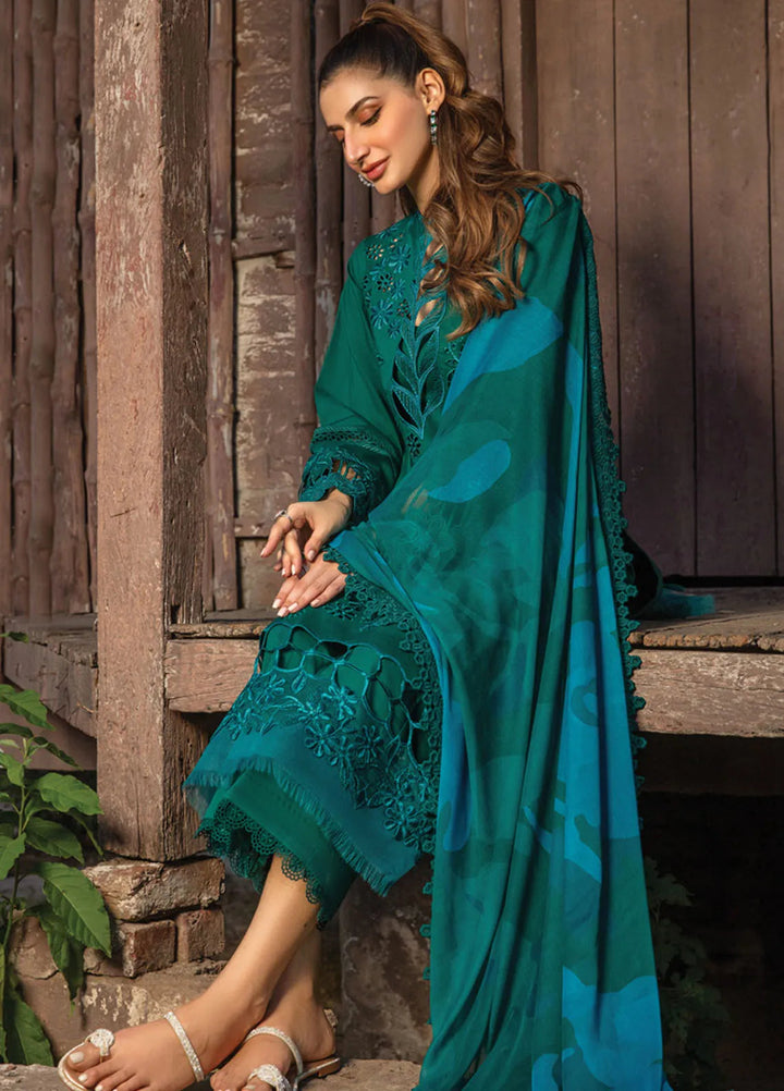 Carnation By Rang Rasiya Embroidered Lawn Suit Unstitched 3 Piece RR24CF D-13 Jade - Summer Collection