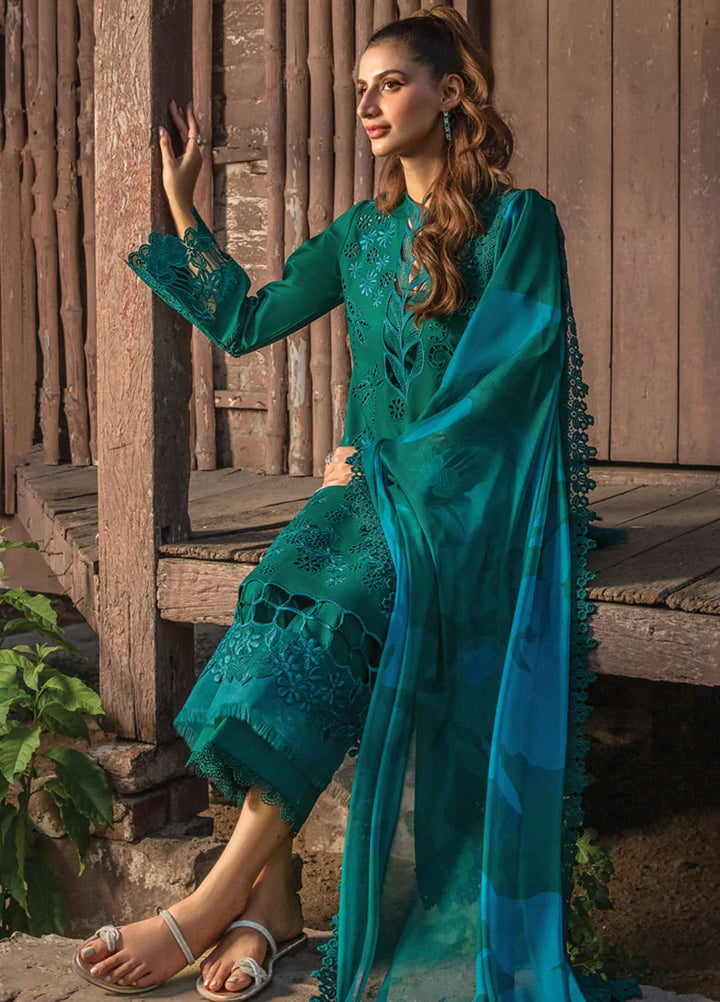 Carnation By Rang Rasiya Embroidered Lawn Suit Unstitched 3 Piece RR24CF D-13 Jade - Summer Collection