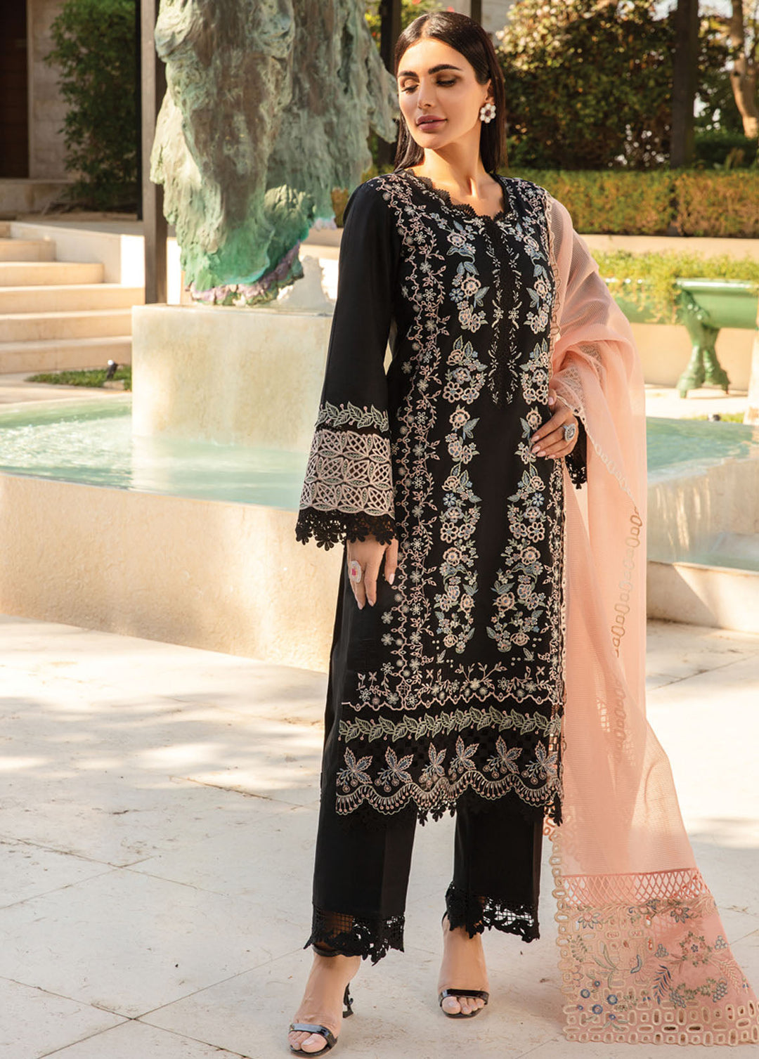 Carnation By Rang Rasiya Embroidered Lawn Suits Unstitched 3 Piece RR24C D-14 - Summer Collection