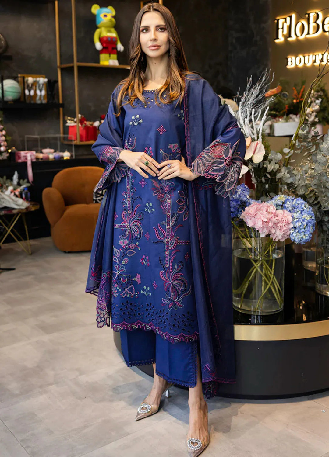 Carnation by Rang Rasiya Embroidered Lawn Suits Unstitched 3 Piece RR25CS D-01 Aqua - Summer Collection