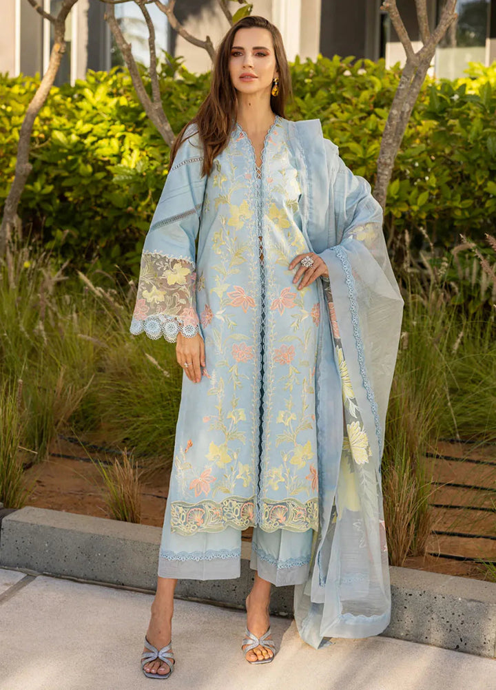 Carnation by Rang Rasiya Embroidered Lawn Suits Unstitched 3 Piece RR25CS D-05 Ocean - Summer Collection