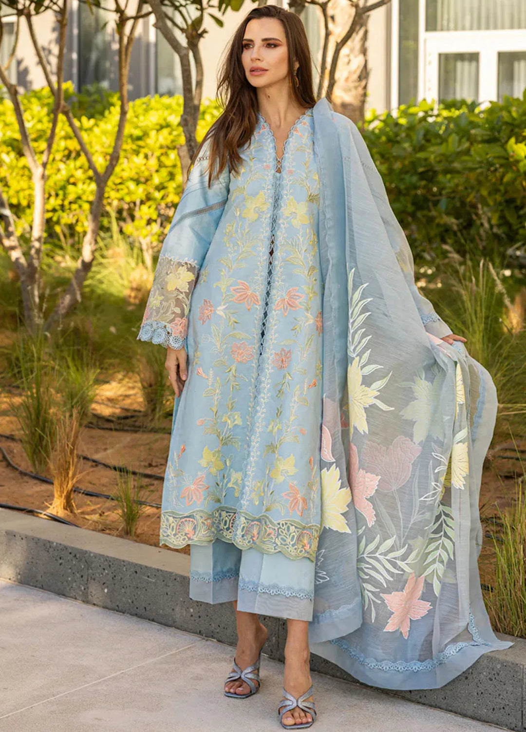 Carnation by Rang Rasiya Embroidered Lawn Suits Unstitched 3 Piece RR25CS D-05 Ocean - Summer Collection