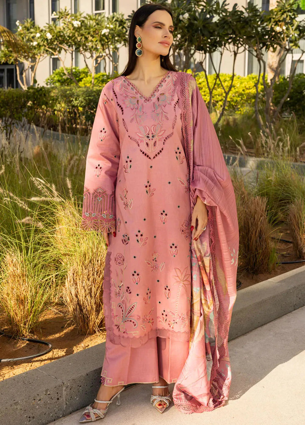 Carnation by Rang Rasiya Embroidered Lawn Suits Unstitched 3 Piece RR25CS D-09 Orchid - Summer Collection