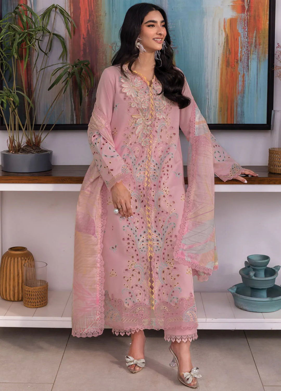 Carnation by Rang Rasiya Embroidered Lawn Unstitched Suits 3 Piece RR25CL D-03 Irha - Festive Collection