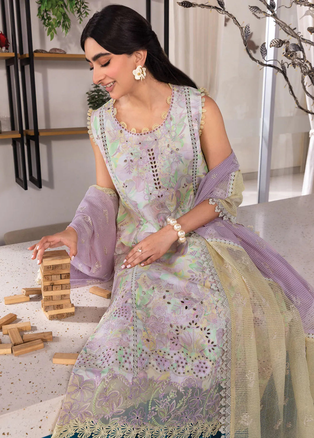 Carnation by Rang Rasiya Embroidered Lawn Unstitched Suits 3 Piece RR25CL D-04 Lara - Festive Collection