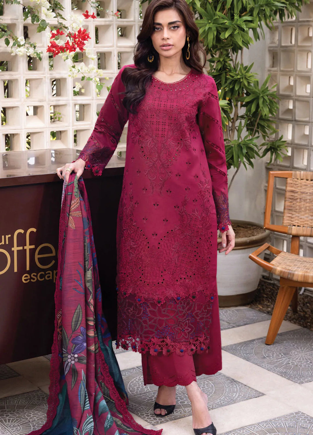 Carnation by Rang Rasiya Embroidered Lawn Unstitched Suits 3 Piece RR25CL D-07 Aria - Festive Collection