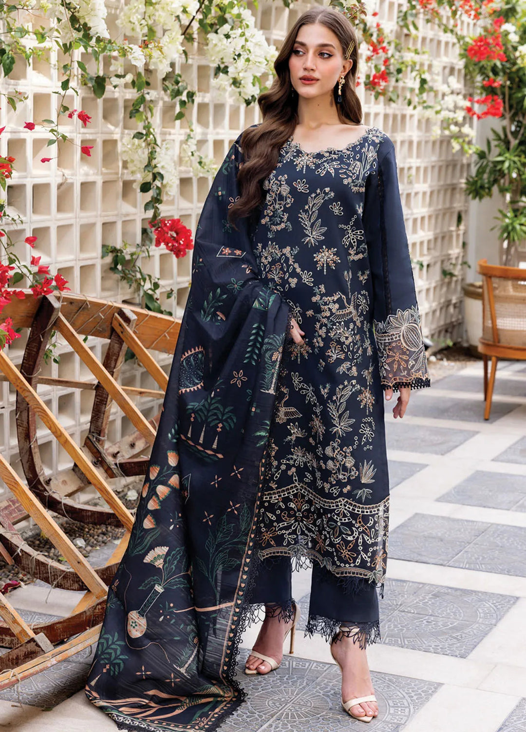 Carnation by Rang Rasiya Embroidered Lawn Unstitched Suits 3 Piece RR25CL D-12 Liaro - Festive Collection
