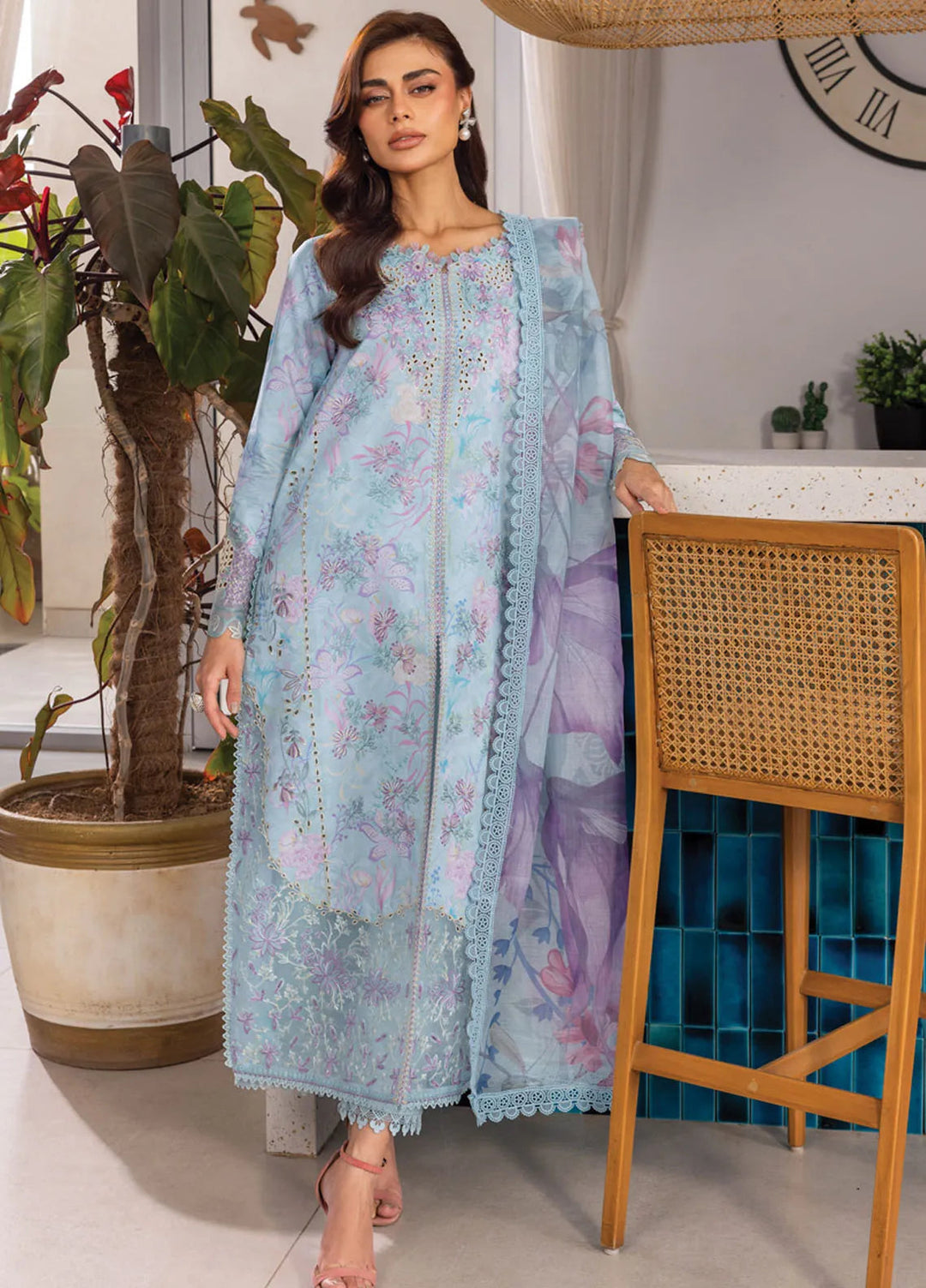 Carnation by Rang Rasiya Embroidered Lawn Unstitched Suits 3 Piece RR25CL D-14 Leeza - Festive Collection