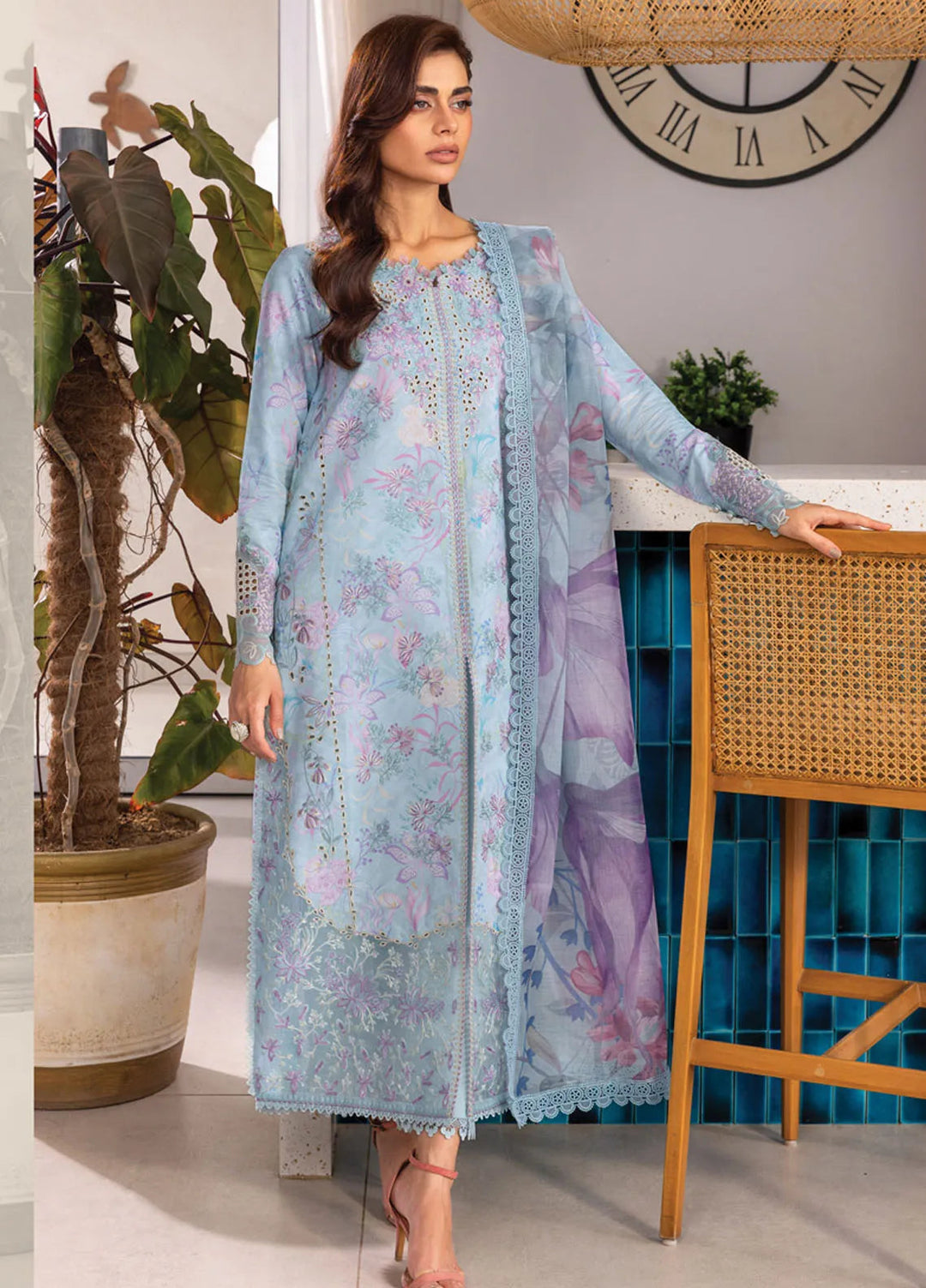 Carnation by Rang Rasiya Embroidered Lawn Unstitched Suits 3 Piece RR25CL D-14 Leeza - Festive Collection