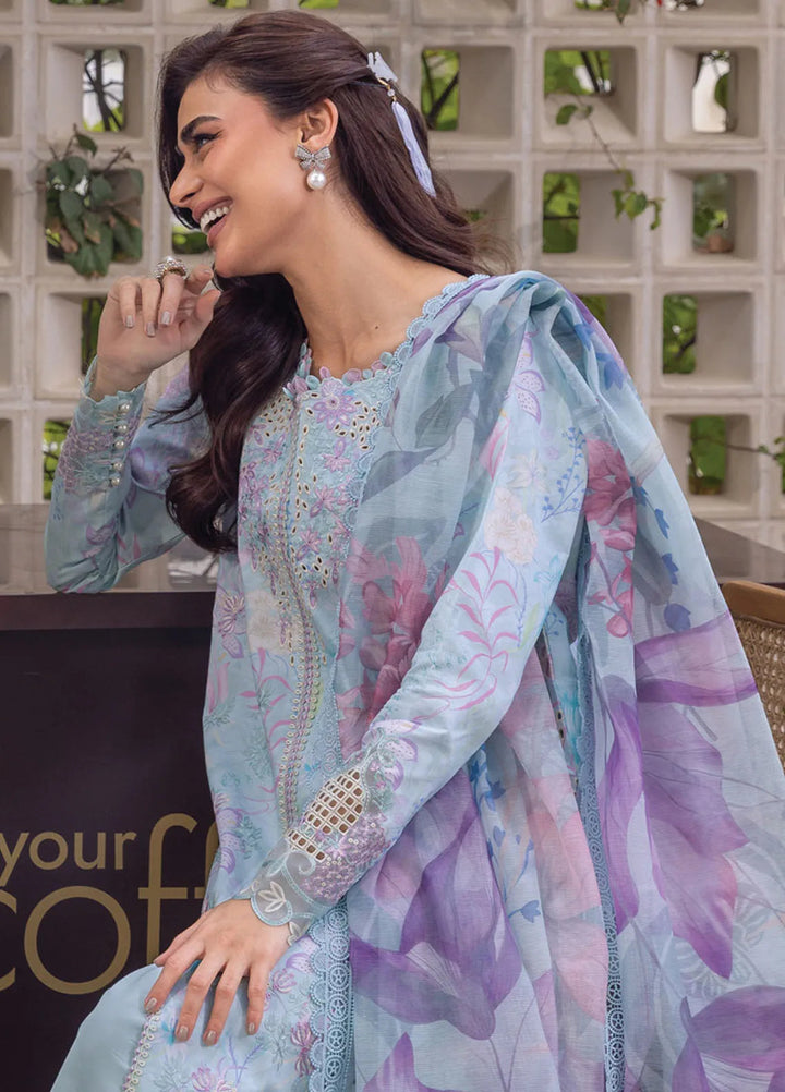 Carnation by Rang Rasiya Embroidered Lawn Unstitched Suits 3 Piece RR25CL D-14 Leeza - Festive Collection