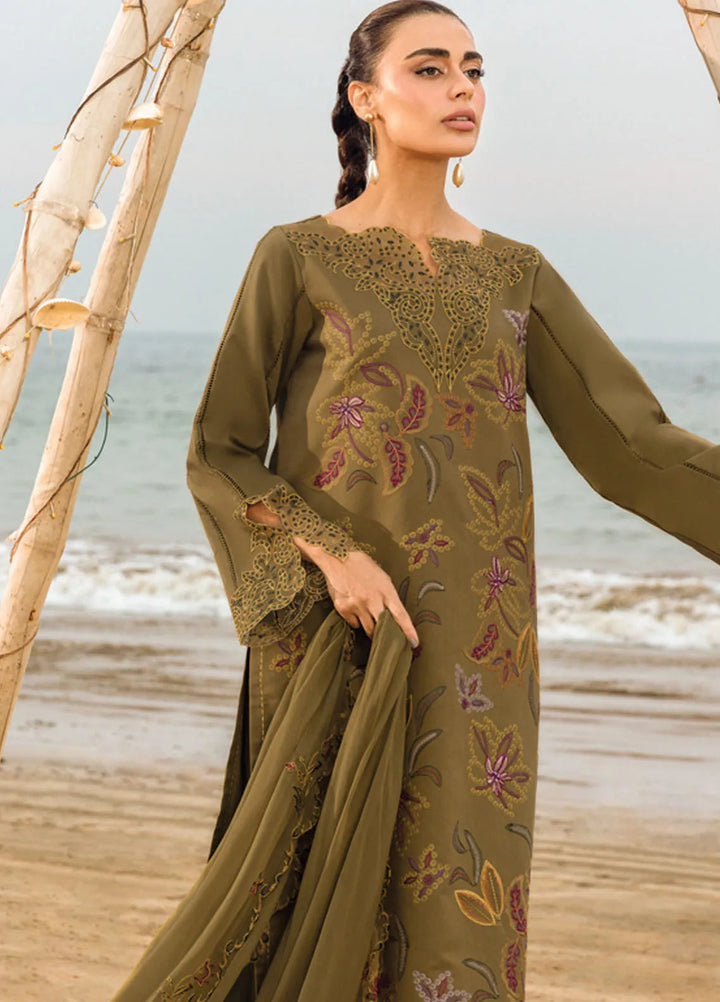Carnation by Rang Rasiya Embroidered Lawn Unstitched Suits 3 Piece RR25CL D-15 Leah - Festive Collection