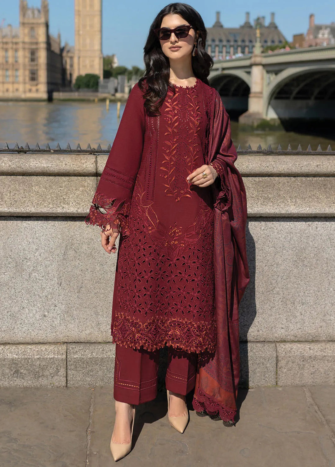 Carnation By Rang Rasiya Embroidered Slub Suit Unstitched 3 Piece RR24CE D-08 Audrey - Winter Collection