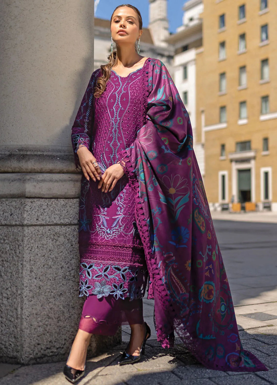 Carnation By Rang Rasiya Embroidered Slub Suit Unstitched 3 Piece RR24CE D-13 Freya - Winter Collection