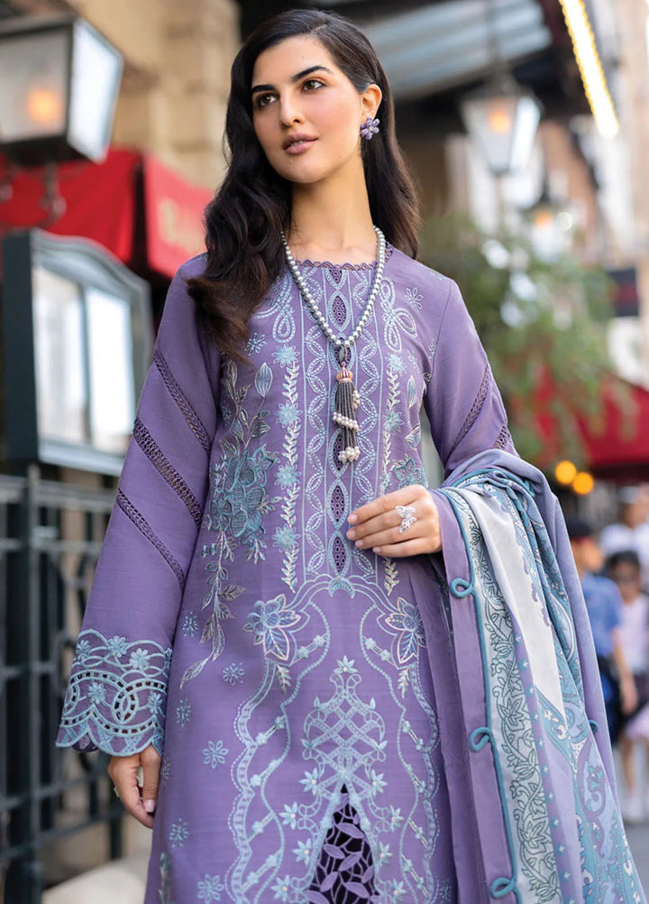 Carnation By Rang Rasiya Embroidered Slub Suit Unstitched 3 Piece RR24CE D-14 Levender - Winter Collection