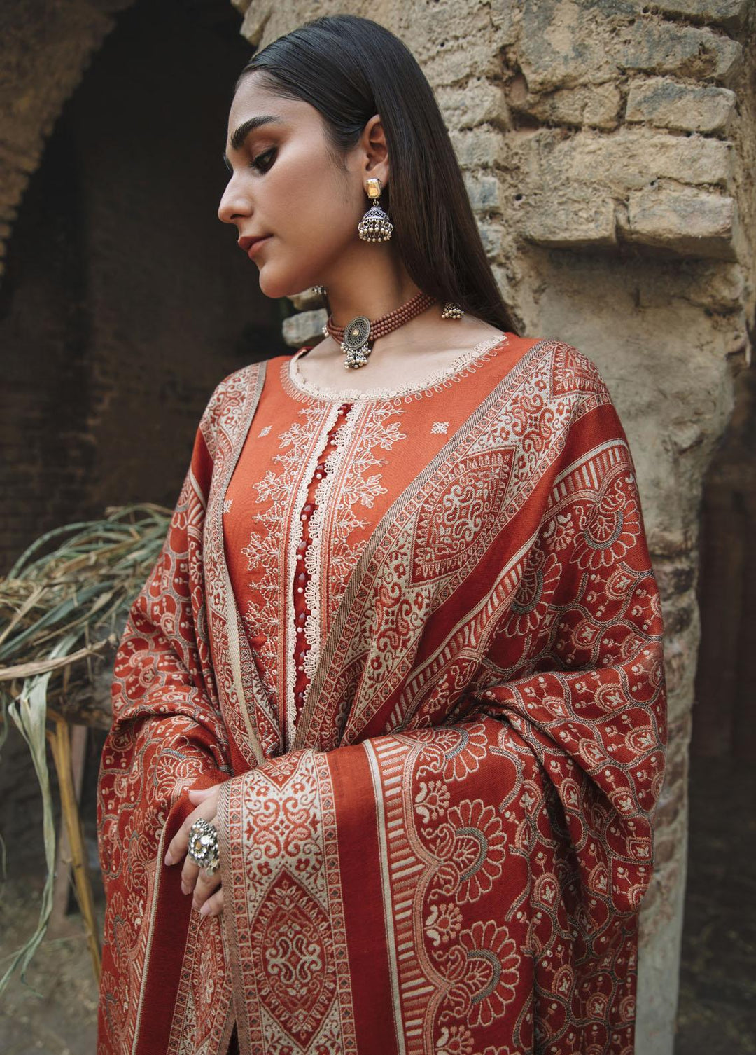 Carvaan By Humdum Embroidered Woolen Suits Unstitched 3 Piece HD23WS 06 - Winter Collection