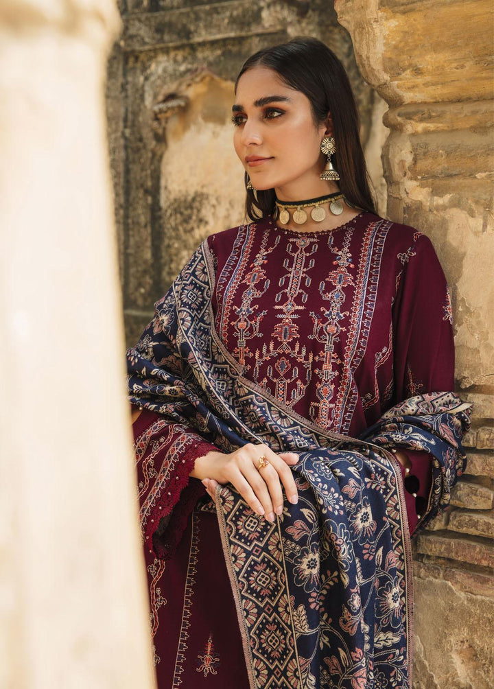 Carvaan By Humdum Embroidered Woolen Suits Unstitched 3 Piece HD23WS 08 - Winter Collection