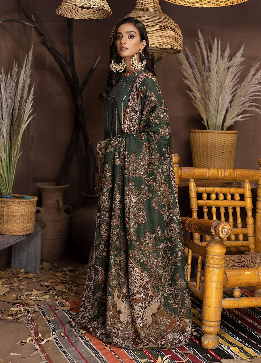 Carvaan By Humdum Embroidered Woolen Suits Unstitched 3 Piece HD22C 09 - Winter Collection