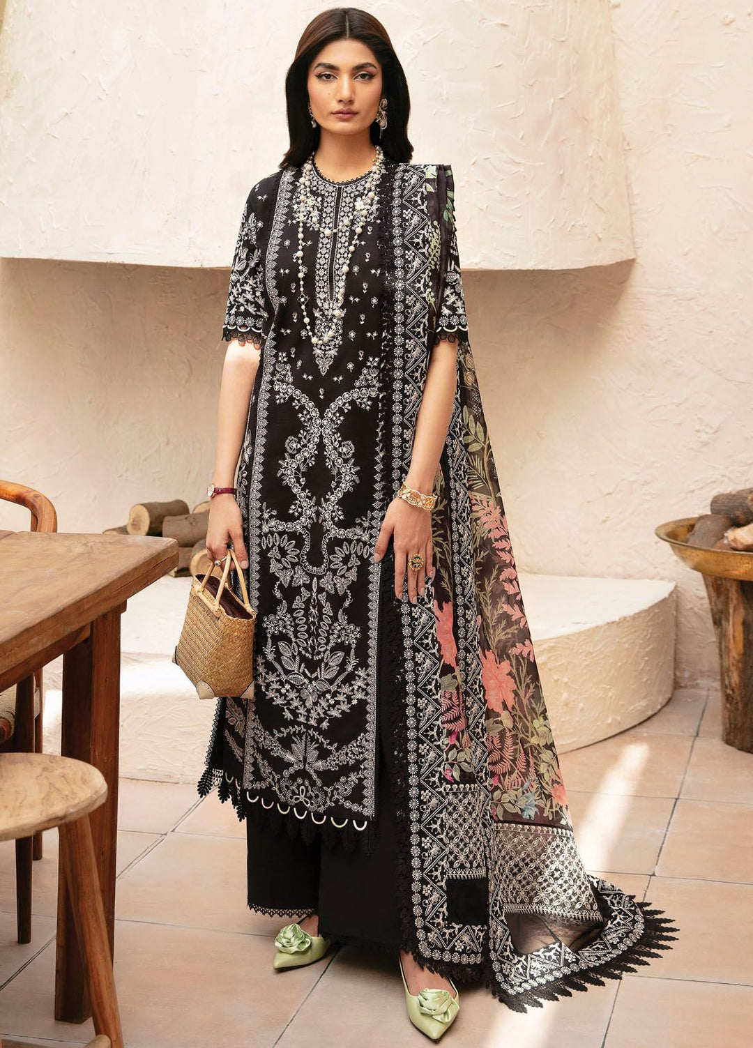 Cascade By Afrozeh Embroidered Lawn Suit Unstitched 3 Piece AF24C AL-24-LUX-V1-01 Mila - Luxury Summer Collection