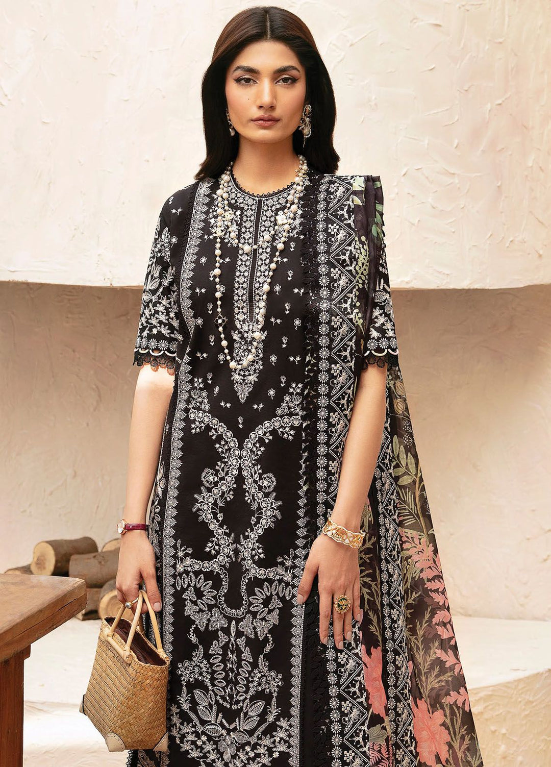 Cascade By Afrozeh Embroidered Lawn Suit Unstitched 3 Piece AF24C AL-24-LUX-V1-01 Mila - Luxury Summer Collection