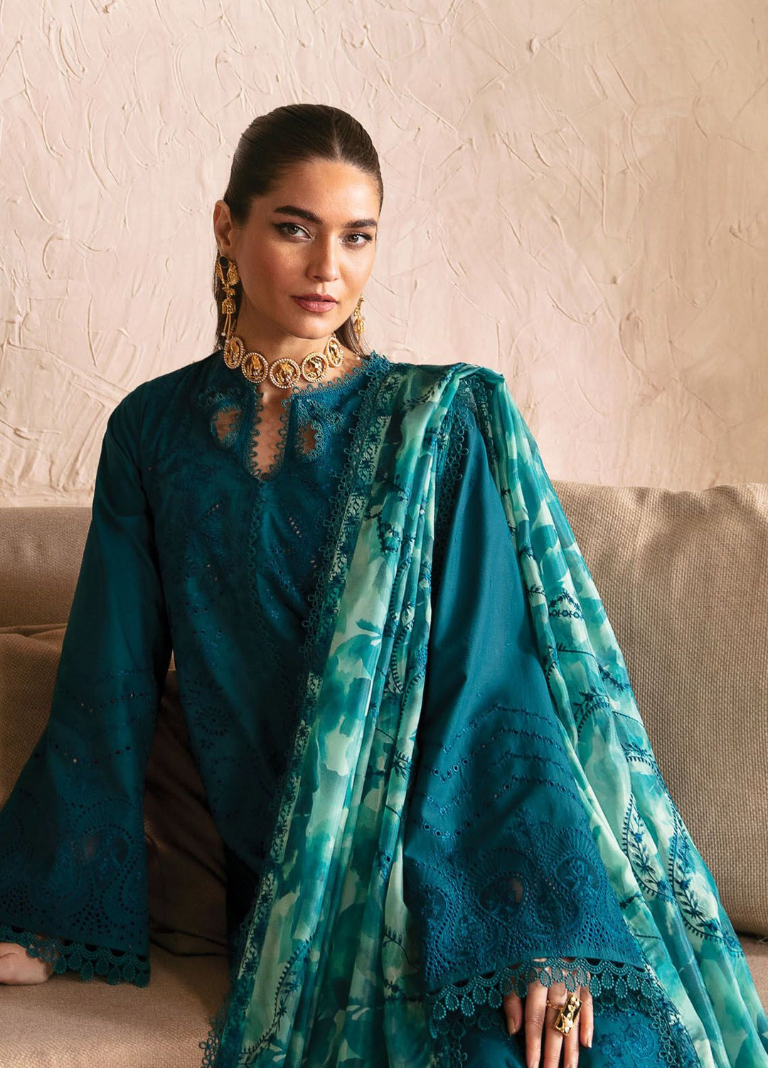 Cascade By Afrozeh Embroidered Lawn Suit Unstitched 3 Piece AF24C AL-24-LUX-V1-04 Mia - Luxury Summer Collection