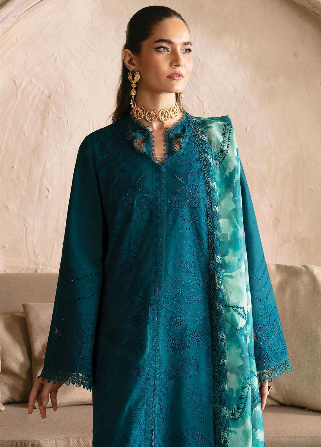 Cascade By Afrozeh Embroidered Lawn Suit Unstitched 3 Piece AF24C AL-24-LUX-V1-04 Mia - Luxury Summer Collection