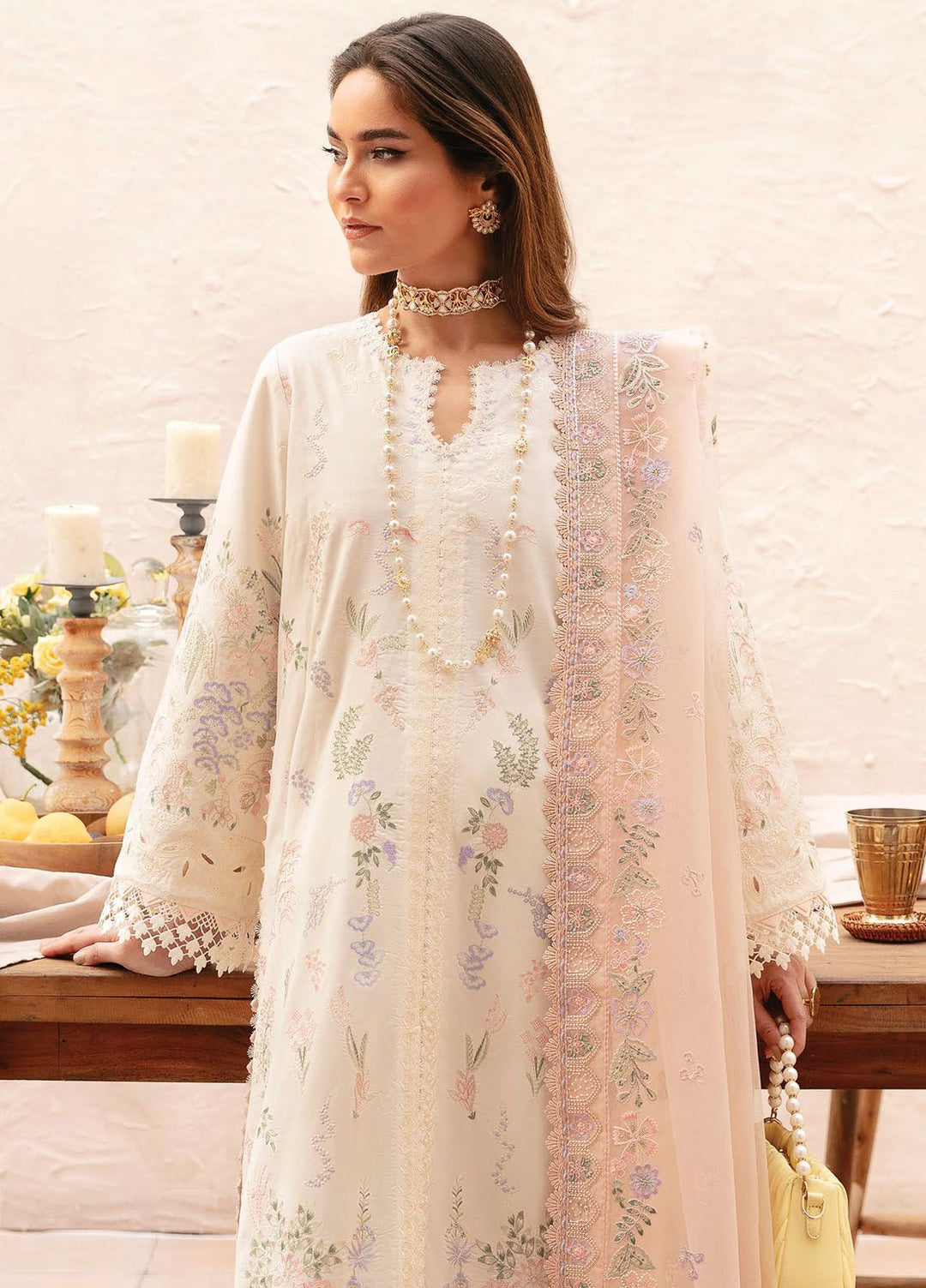 Cascade By Afrozeh Embroidered Lawn Suit Unstitched 3 Piece AF24C AL-24-LUX-V1-05 Luna - Luxury Summer Collection
