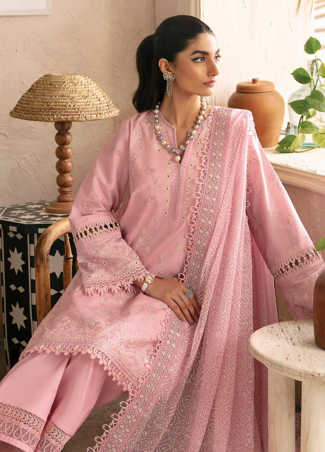 Cascade By Afrozeh Embroidered Lawn Suit Unstitched 3 Piece AF24C AL-24-LUX-V1-09 Ella - Luxury Summer Collection