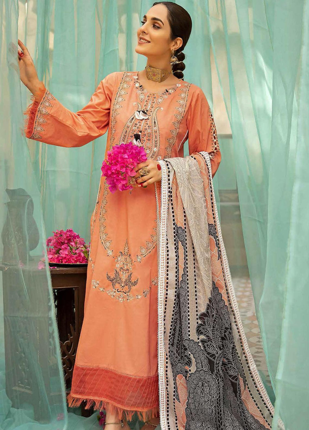 Gul Ahmed Embroidered  Suits Unstitched 3 Piece GA22CM CBE-22009 - Festive Collection