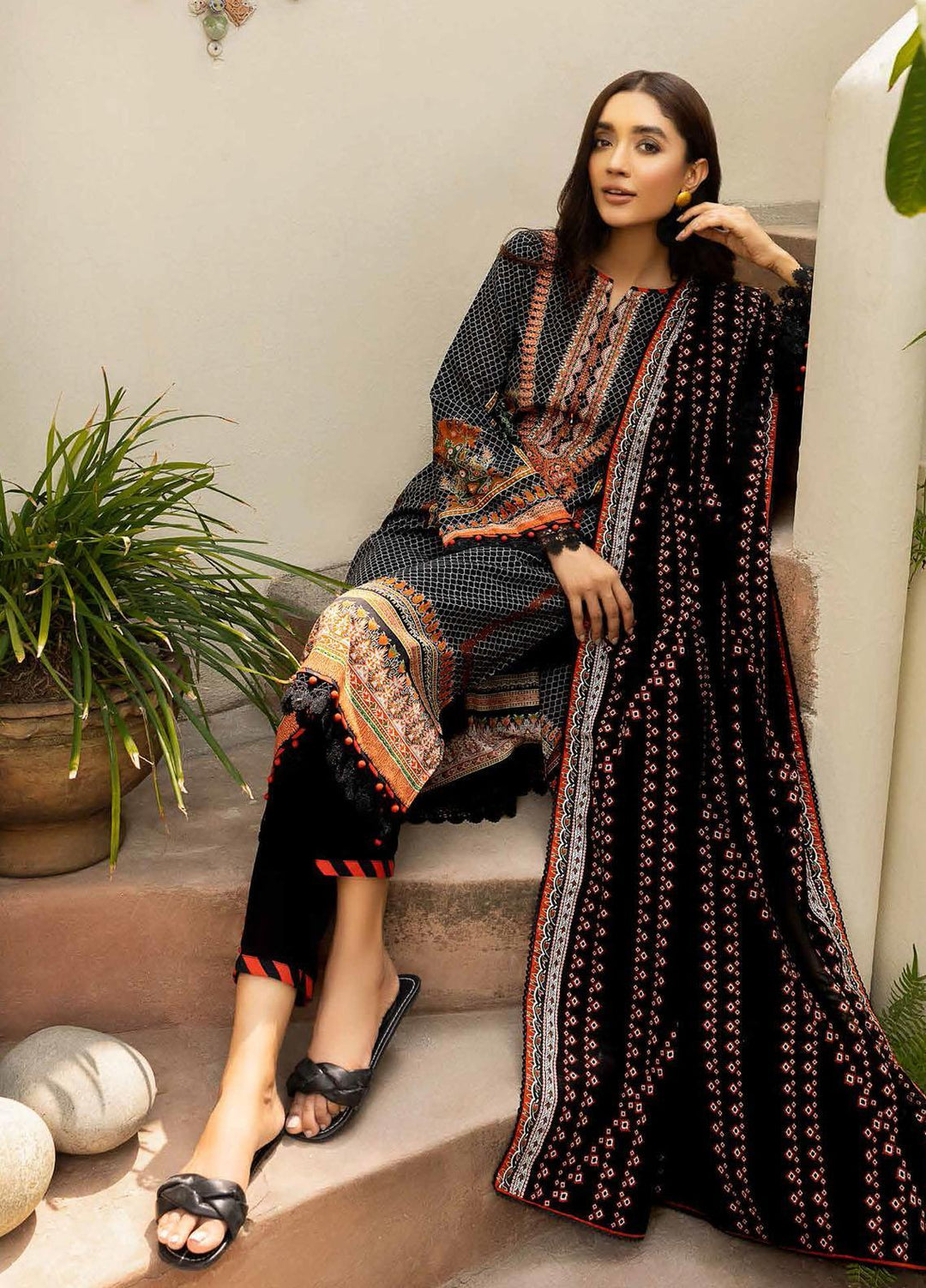 Gul Ahmed Embroidered  Suits Unstitched 3 Piece GA22CM CBE-22019 - Festive Collection