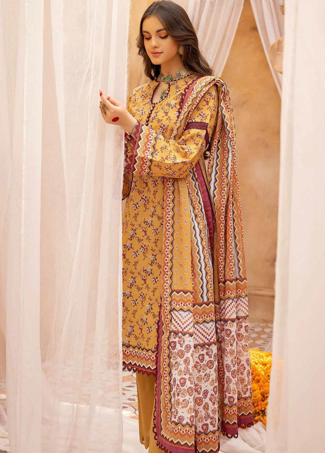 Gul Ahmed Printed  Suits Unstitched 3 Piece GA22CM CBN-22001 - Festive Collection