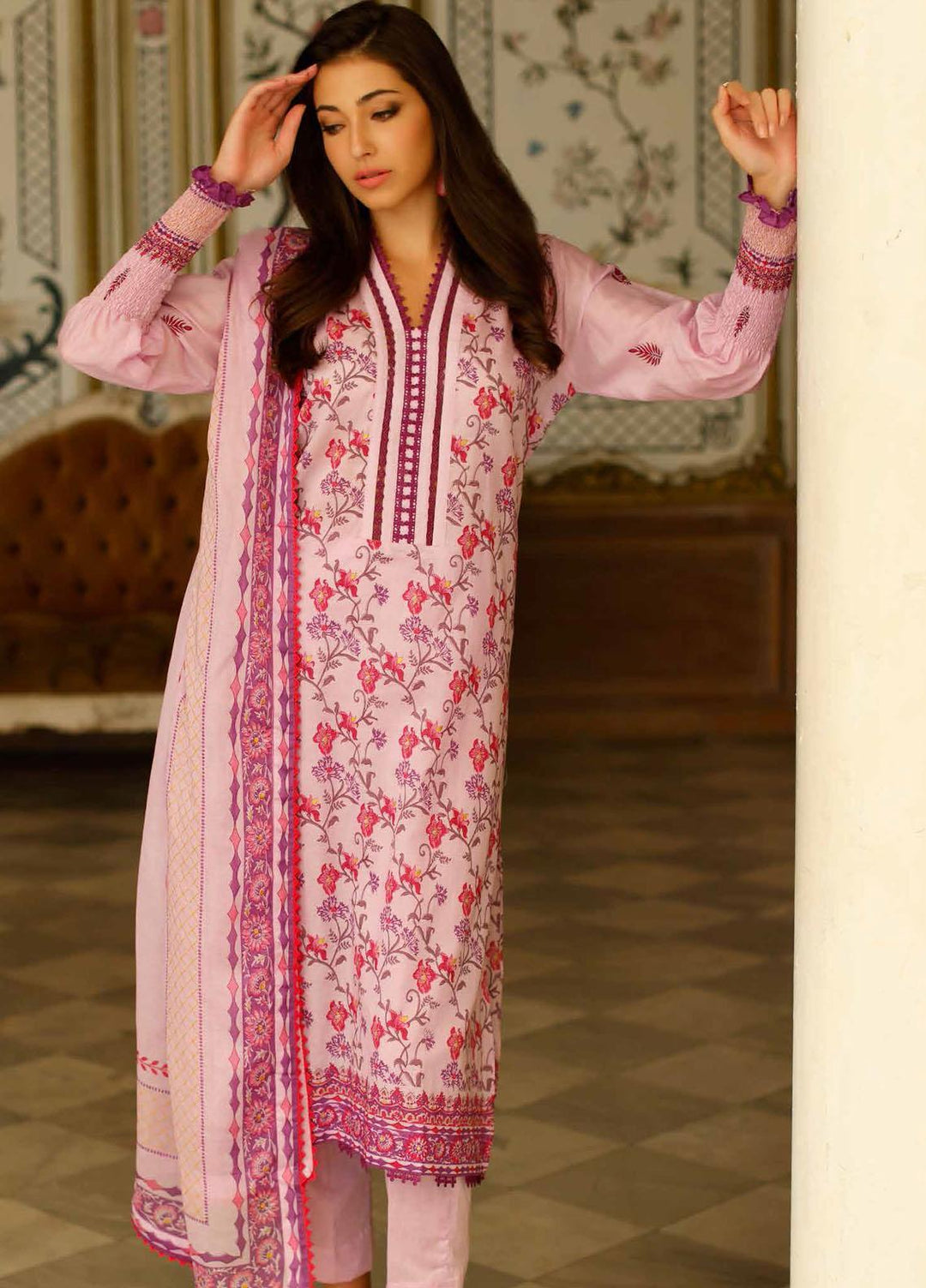 Gul Ahmed Printed  Suits Unstitched 3 Piece GA22CM CBN-22014 - Festive Collection