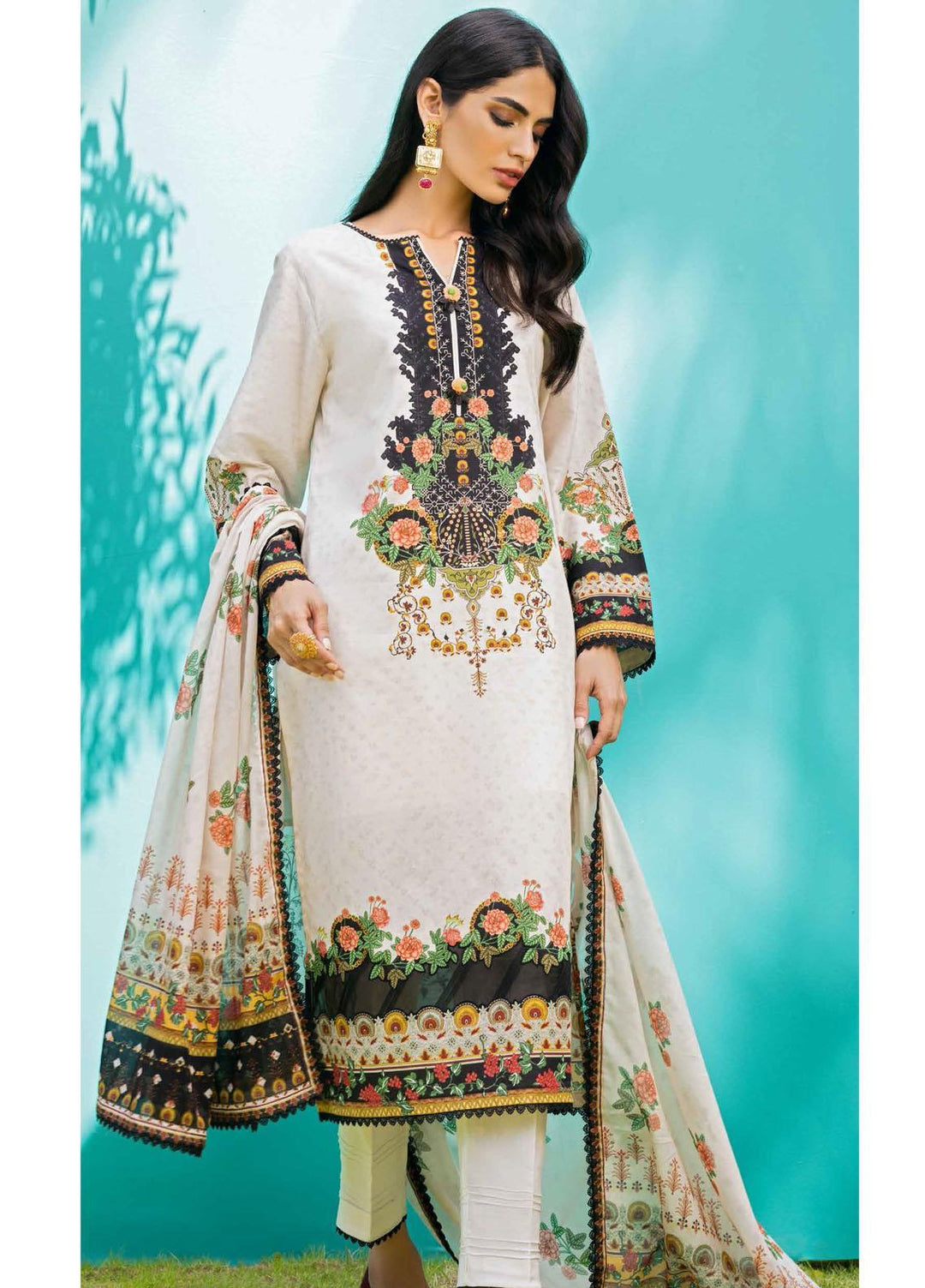 Gul Ahmed Printed  Suits Unstitched 3 Piece GA22CM CBN-22028 - Festive Collection
