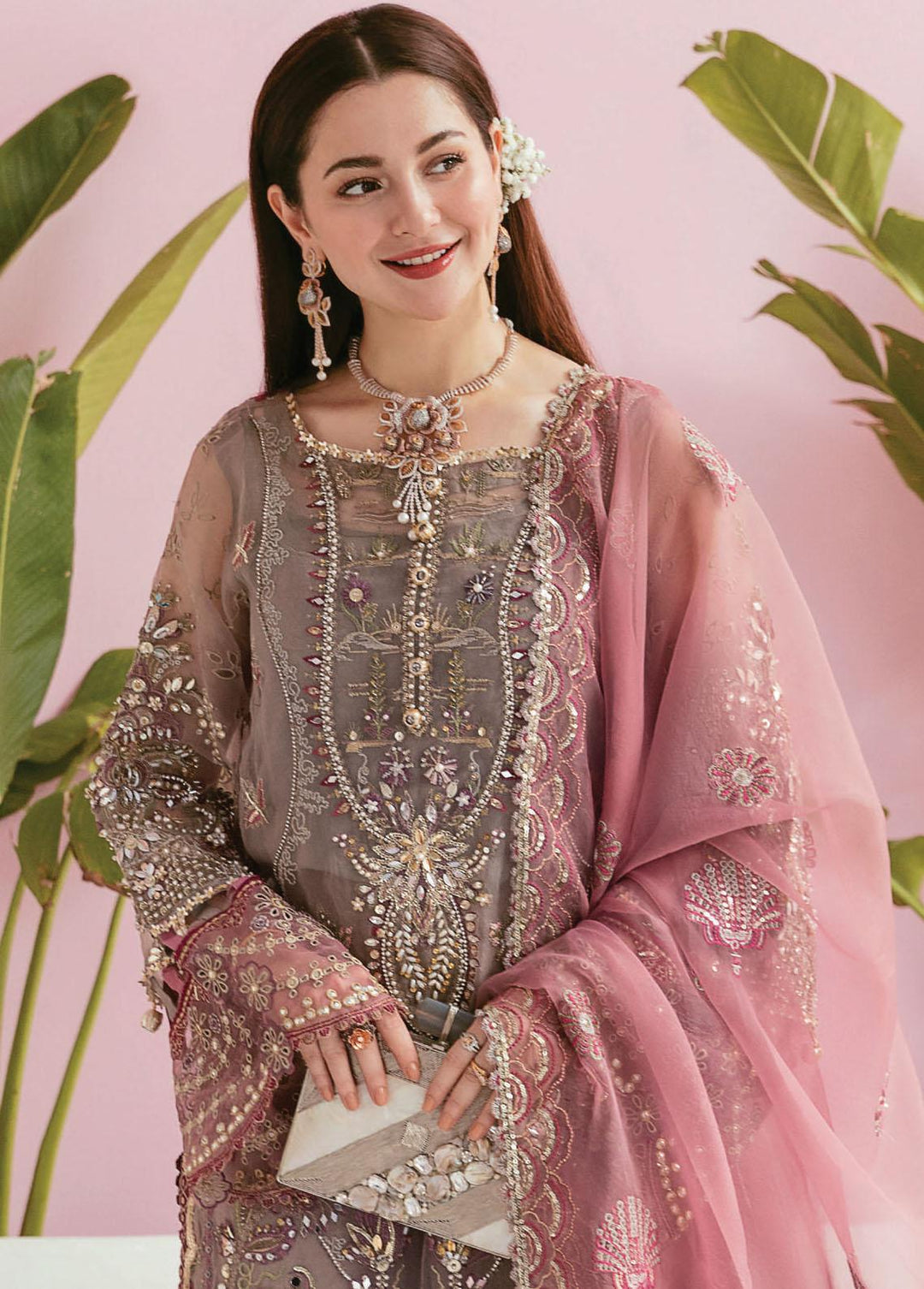 Celebrations by Elaf Embroidered Organza Suits Unstitched 3 Piece EF22C ECC-1 Exquisite - Luxury Collection