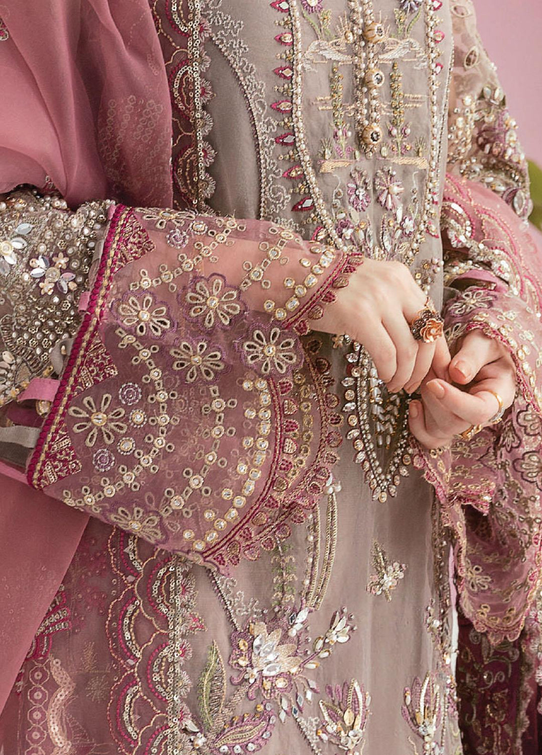 Celebrations by Elaf Embroidered Organza Suits Unstitched 3 Piece EF22C ECC-1 Exquisite - Luxury Collection