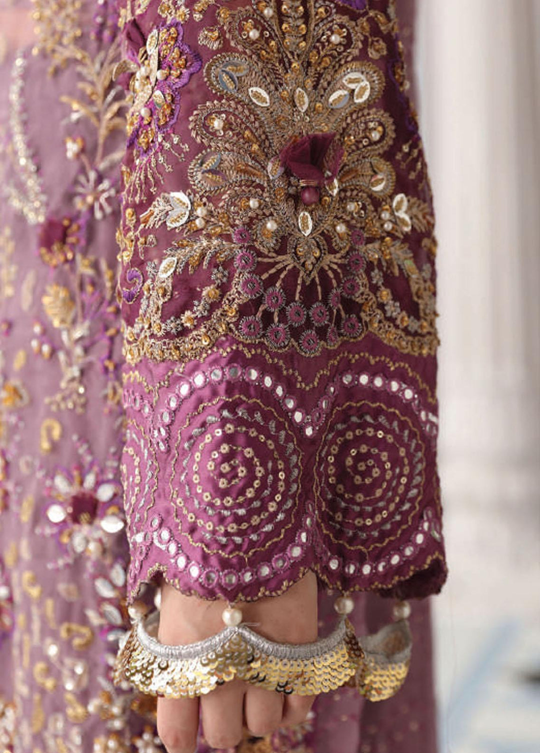 Celebrations by Elaf Embroidered Organza Suits Unstitched 3 Piece EF22C ECC-3 Mauvelous - Luxury Collection