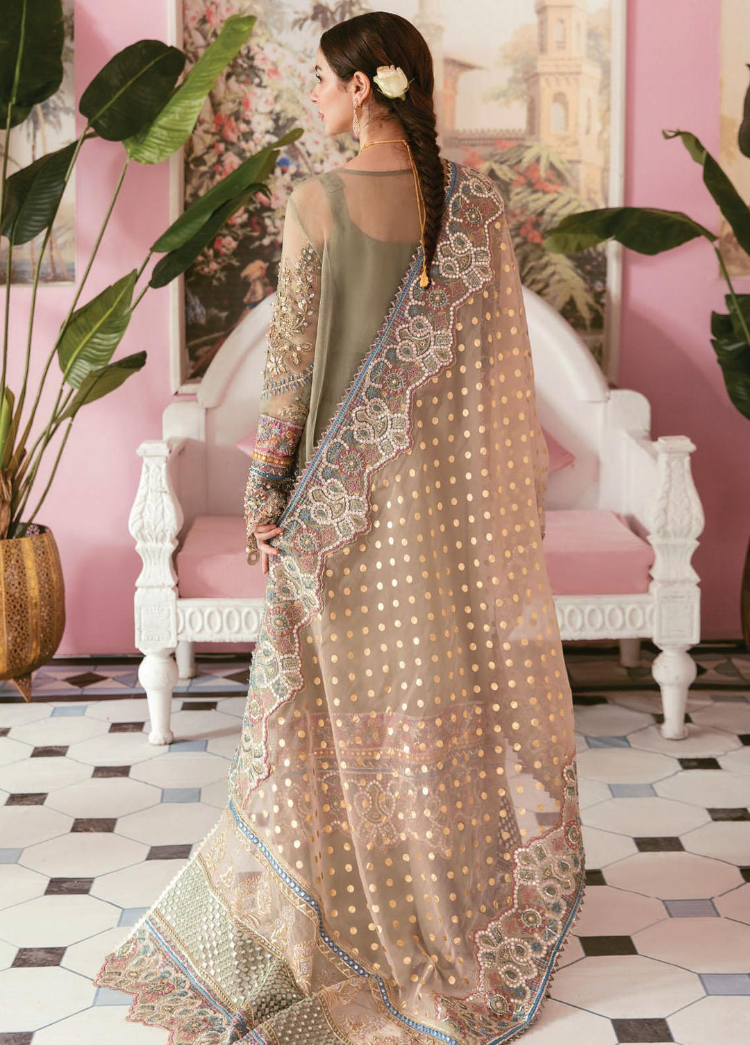 Celebrations by Elaf Embroidered Organza Suits Unstitched 3 Piece EF22C ECC-4 Mariee - Luxury Collection