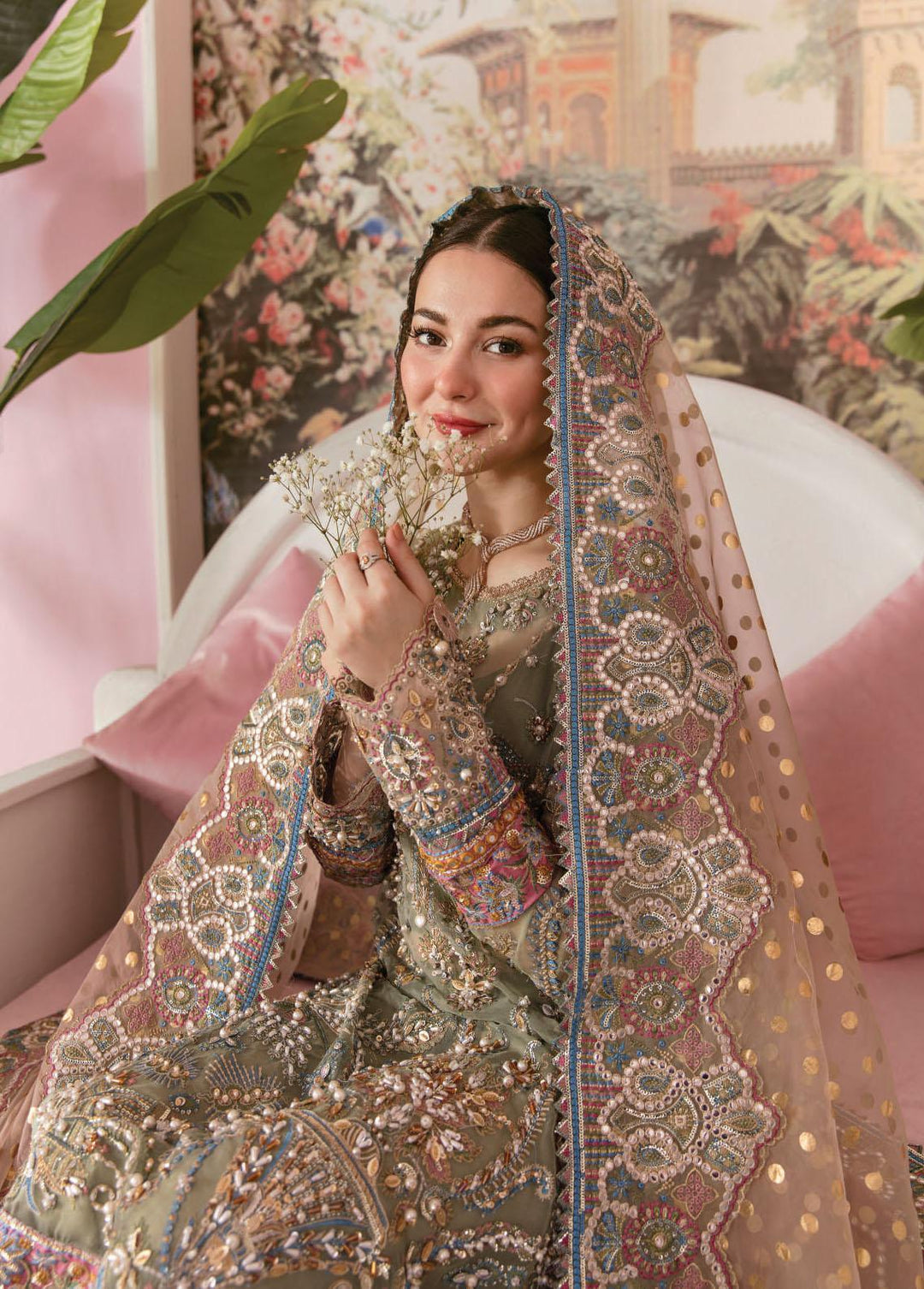 Celebrations by Elaf Embroidered Organza Suits Unstitched 3 Piece EF22C ECC-4 Mariee - Luxury Collection