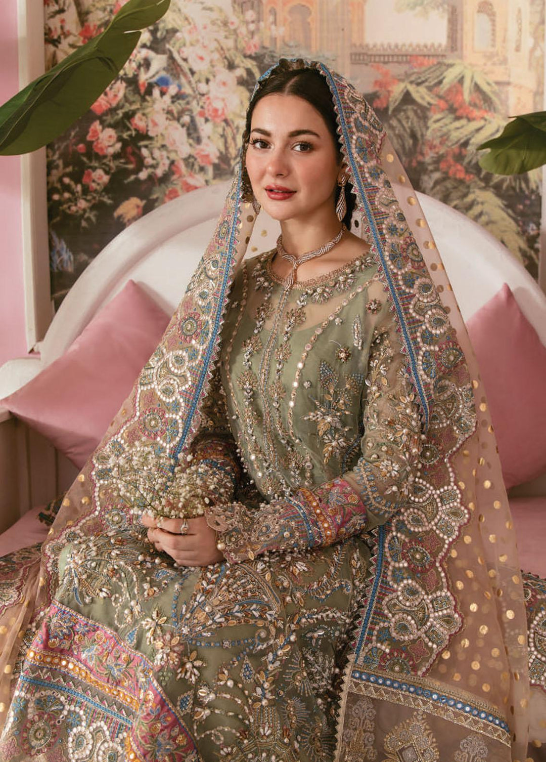 Celebrations by Elaf Embroidered Organza Suits Unstitched 3 Piece EF22C ECC-4 Mariee - Luxury Collection